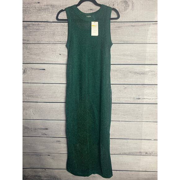 NWT - Ladies A New Day Green Openwork Midi Tank Dress - S - Picture 1 of 2